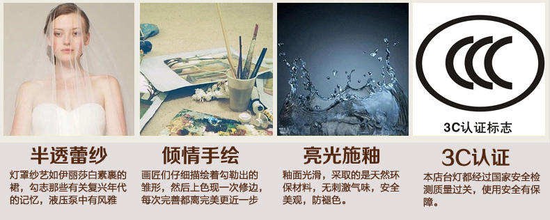 中式陶瓷台灯卧室床头灯欧式客厅书房台灯 复古婚庆装饰台灯 FT1301A