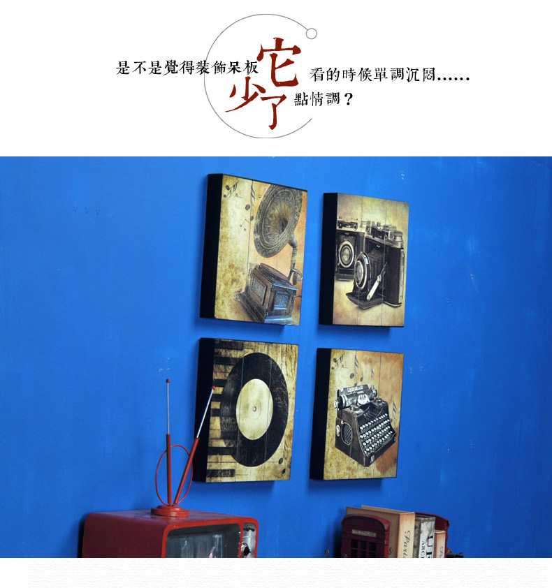 时光巴士 复古油画木板画 家居装饰画挂画 实木壁画无框画