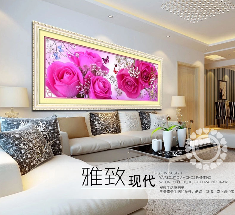 
                                        月光钻钻石画圆钻亮钻花样年华DIY非满钻5D十字绣 客厅卧室大画花卉水晶圆钻大幅满钻钻石绣 BEG非满钻钻石画100*37粉色                