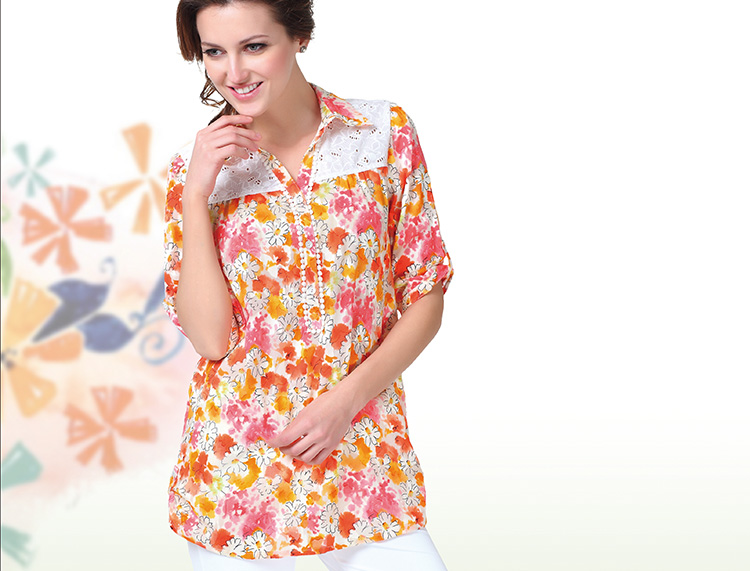 Lovers in Paris (abaparis) the code female summer wear lapel cuff in pure cotton floral casual shirt women 3844 orange XXXL pictures, price, brand platters! Elections are good character, the national distribution, so why buy now enjoy more preferential! Health