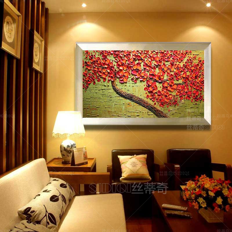 
                                        丝蒂奇/SIDIQ手绘油画欧式客厅现代花卉家居挂画时尚装饰画三联拼套抽象壁画喜庆 三联组合 40*60                