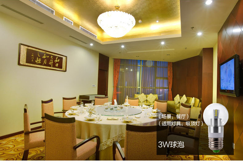 光印LED球泡灯泡螺口E27E14照明光源3W E27 正白