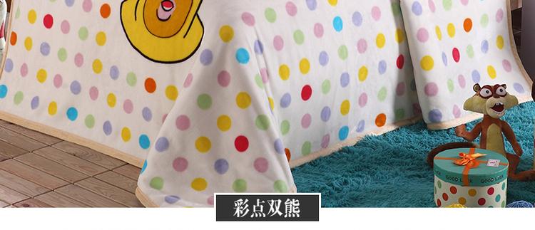 
                                        玉沙 儿童卡通毛毯法兰绒毯子毛巾被春夏珊瑚绒空调毯 毯子 丛林总动员天空蓝(3D双层) 100*150                