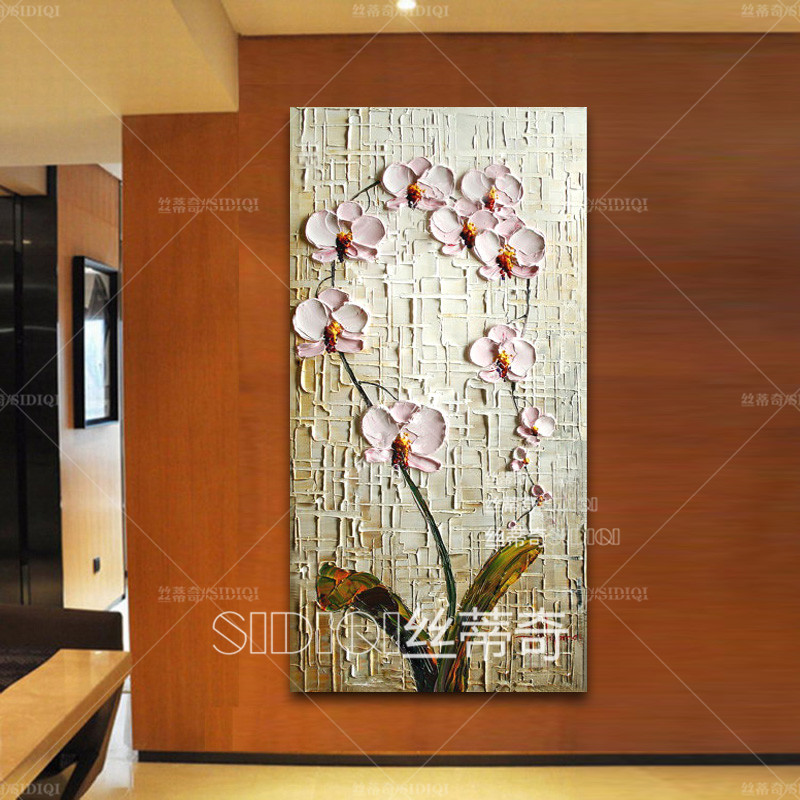 
                                        丝蒂奇SIDIQI欧式装饰画手绘油画玄关挂画抽象花卉壁画家居走廊有框画竖版画蝴蝶兰 欧式香槟外框 宽40*高80                