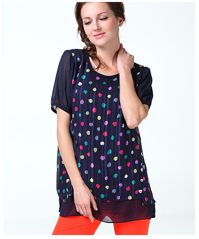 Lovers in Paris (abaparis) 2015 new, larger female short-sleeved round-collar loose dot T pension women 3843 blue XXXL pictures, price, brand platters! Elections are good character, the national distribution, so why buy now enjoy more preferential! Health