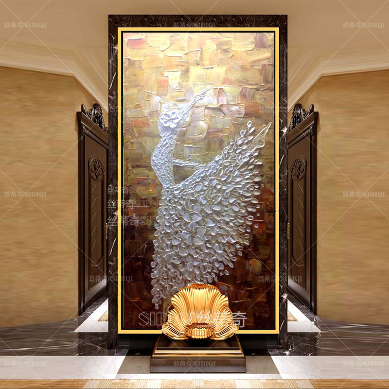 
                                        丝蒂奇SIDIQI玄关手绘欧式油画抽象挂画现代家居走廊壁炉时尚装饰有框画竖版酒店壁画芭蕾舞 欧式香槟外框 宽70*高130                