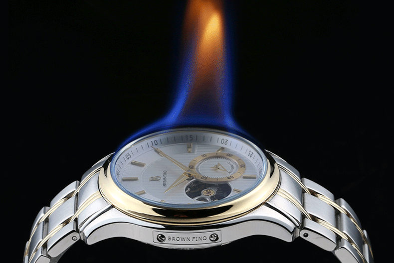 布朗菲诺全自动机械表正品质商务休闲半镂空透底夜光男士手表男表bf