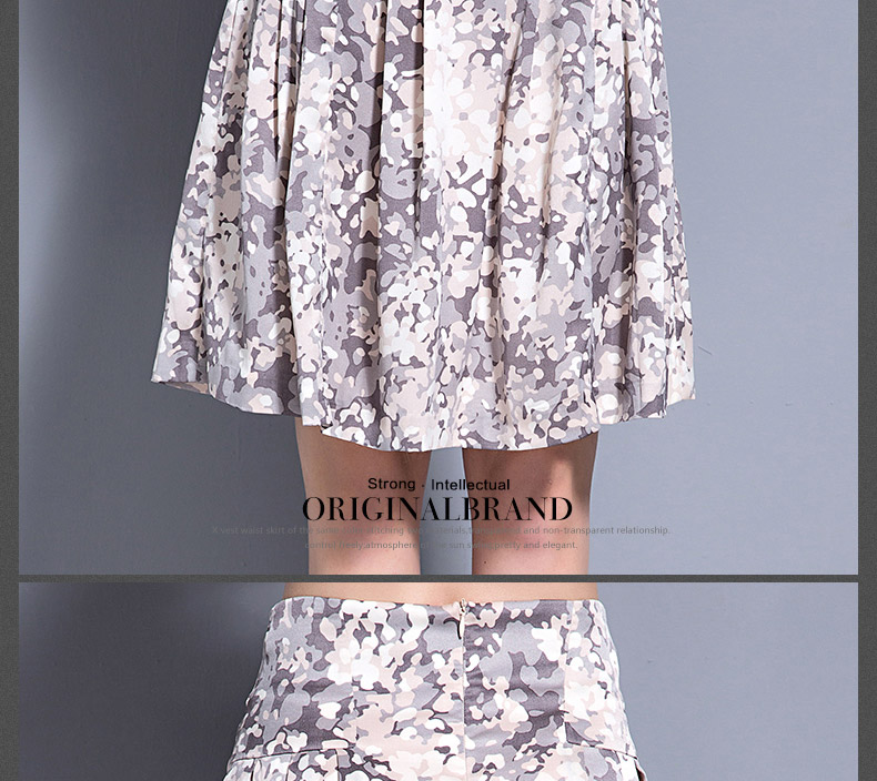 德菲蒂奥/D.F.DEAR 2015夏季新品时尚印花淑女半身裙DGHX063R20 印咖啡86 M