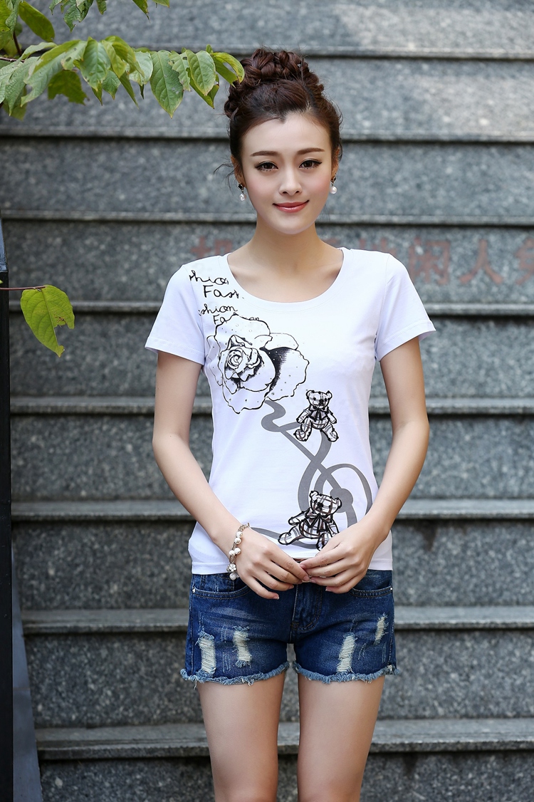 玉瓦 2015夏装韩版女装修身显瘦短袖T恤2494 灰色 S