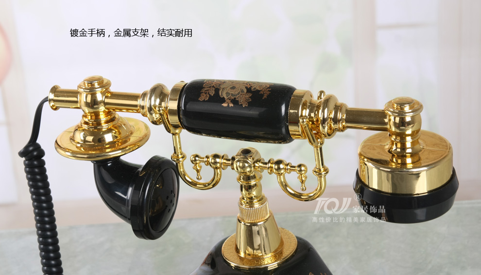 
                                                                                屯奇居（TQJ）黑色陶瓷客厅复古电话机卧室房间仿古电话机家用固定电话古董座机 背光免提版                