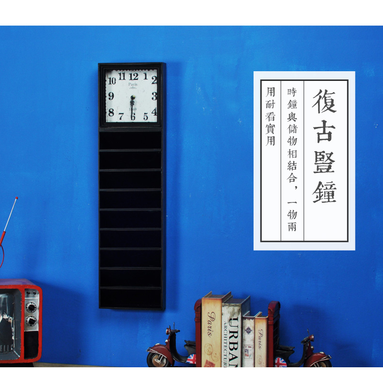 时光巴士 复古做旧竖钟摆件家居装饰品工艺品摆设创意书夹