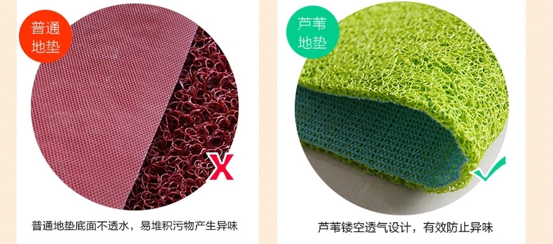 
                                        芦苇 加厚pvc塑料丝圈浴室垫吸水防滑地垫脚垫门垫客厅厨房地毯 椭圆绿色丝圈 39.5*70 2条装                