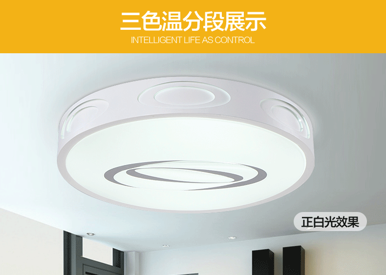 强盾现代简约创意铝材圆形led吸顶灯客厅餐厅卧室书房灯具 长970*650