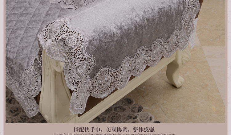 
                                        真琴 欧式沙发垫子皮沙发罩套装蕾丝坐垫 丝绒印象 浅咖色 60*60cm扶手巾                