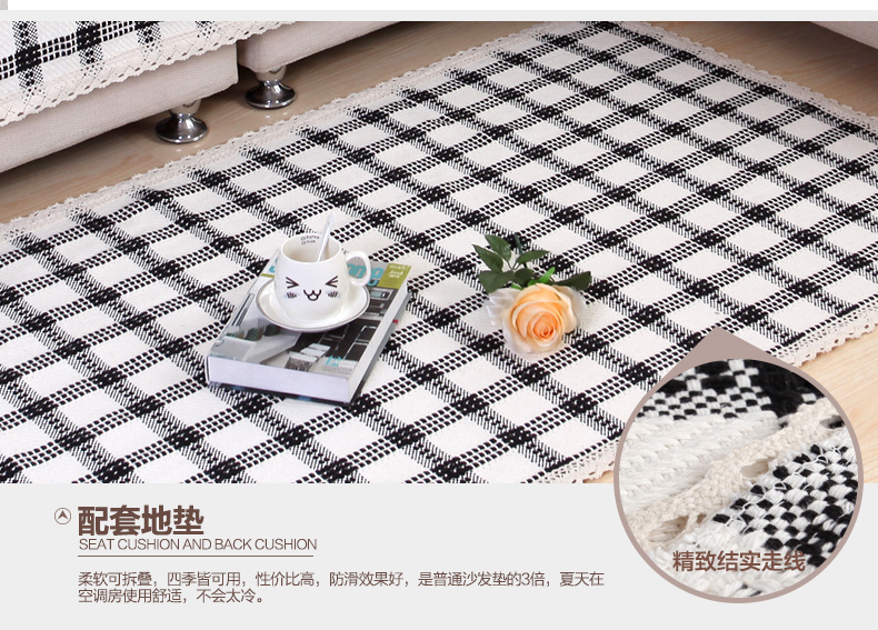 佳尔美沙发垫棉麻四季沙发套布艺坐垫简约手编沙发巾 格子麻线-红色 抱枕45*45(含芯)