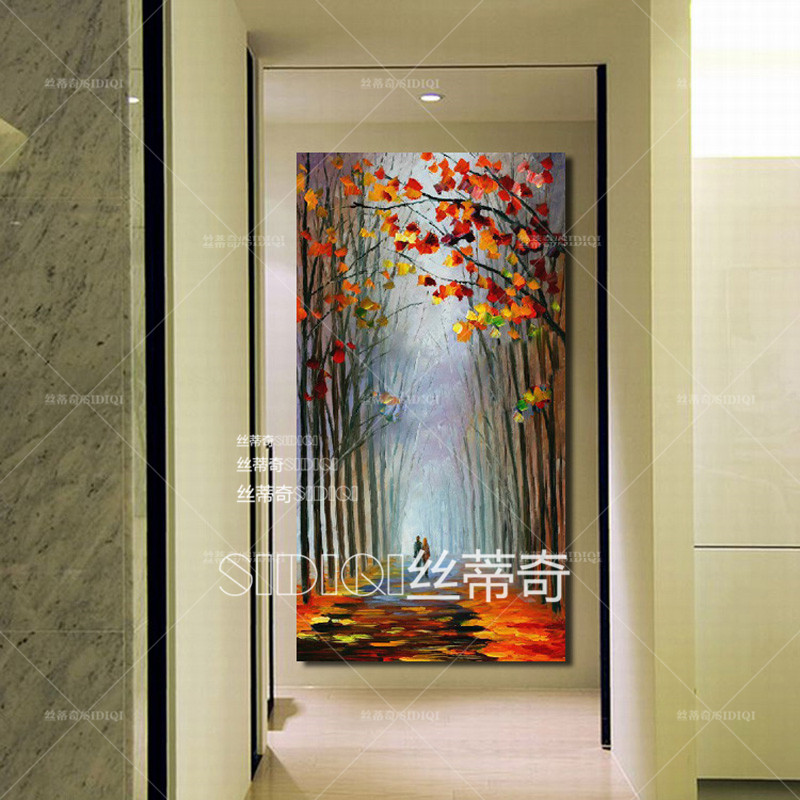 
                                        丝蒂奇SIDIQI欧式装饰画玄关油画竖版抽象风景挂画现代家居走廊过道有框画酒店壁画 欧式雕花金外框 宽70*高130                