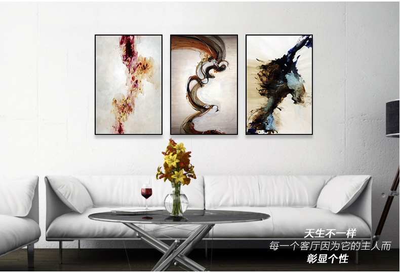 
                                        云图 抽象装饰画北欧现代简约竖版客厅玄关办公室酒店咖啡厅沙发背景墙三联挂画 一套ABC画面 50*70(黑色框)                