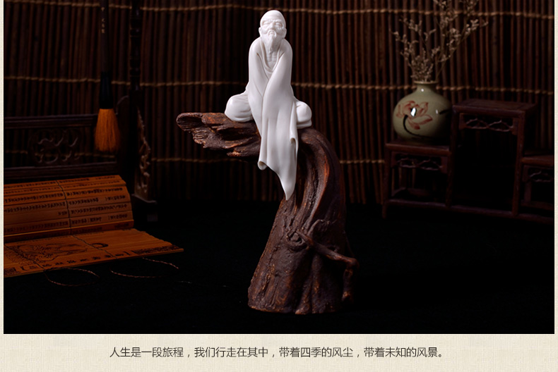 
                                                                                东方泥土 德化陶瓷器创意雕塑艺术收藏品白瓷中式现代家居客厅装饰特色礼品人物小摆件/高松行思                
