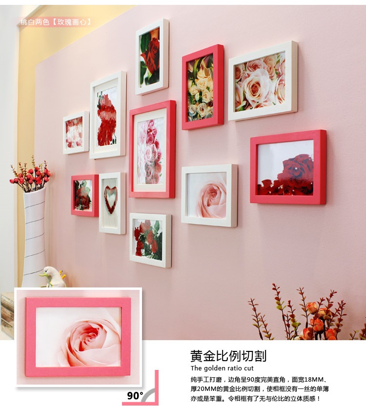 子轩ZB11高端精品款实木相框创意照片墙/相框墙/相框组合 紫白两色灵动画心
