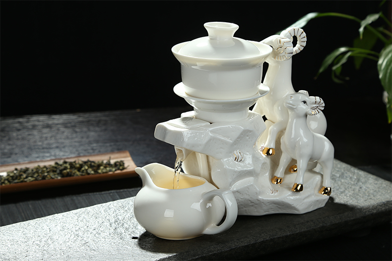 茶具自流水半自动陶瓷功夫茶具套装茶道工艺 1猴年吉祥