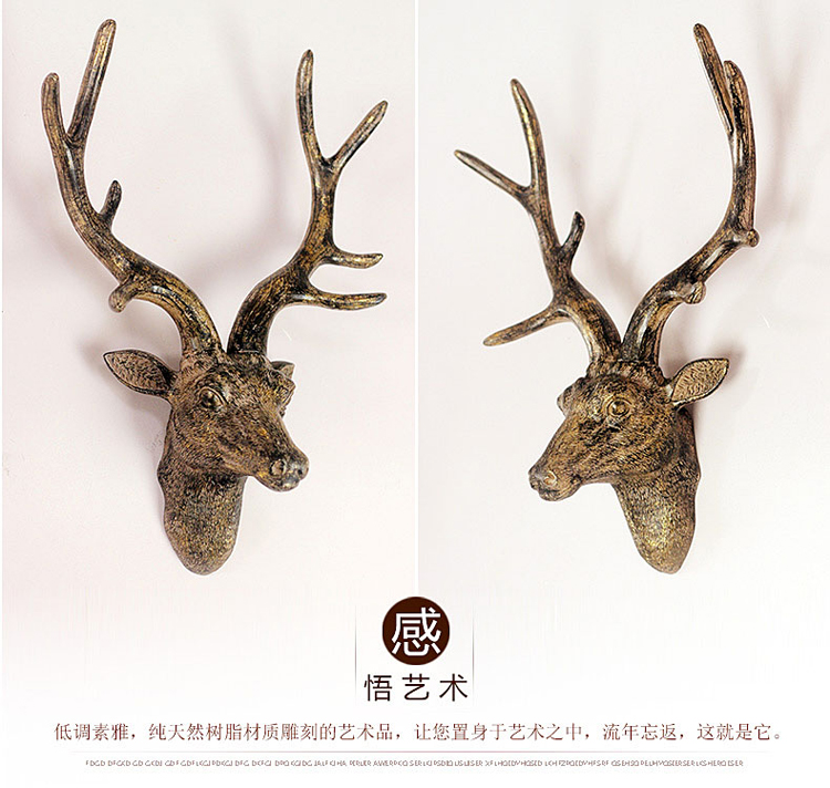 
                                                            欣润 仿真麋鹿头壁挂装饰品 欧式创意家居树脂客厅复古墙壁饰酒吧工艺品动物挂件 CR-110黑色+金色小鹿头壁挂                