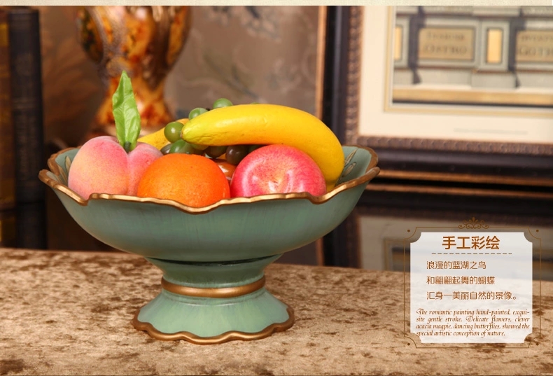 
                                                            蒂拉美式乡村陶瓷果盘 装饰水果盘摆件客厅欧式复古装饰品摆件 绿底孔雀果盘                