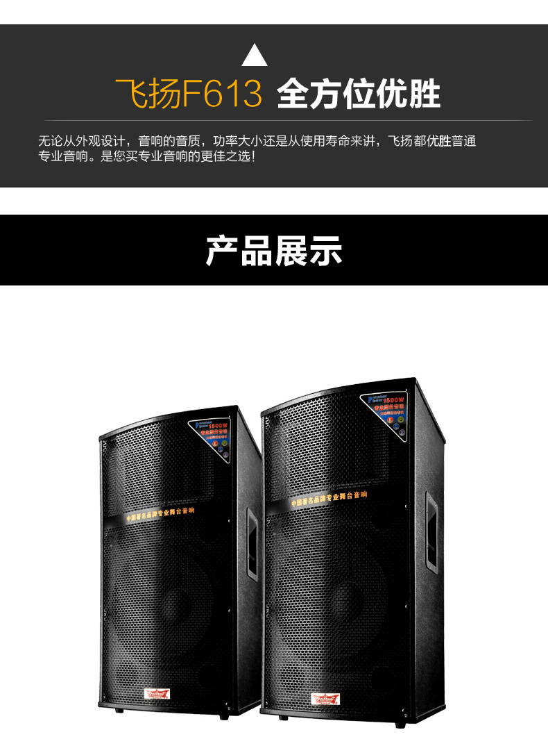 飞扬f613大功率专业有源舞台音响带调音台10寸会议活动对箱音箱 套装