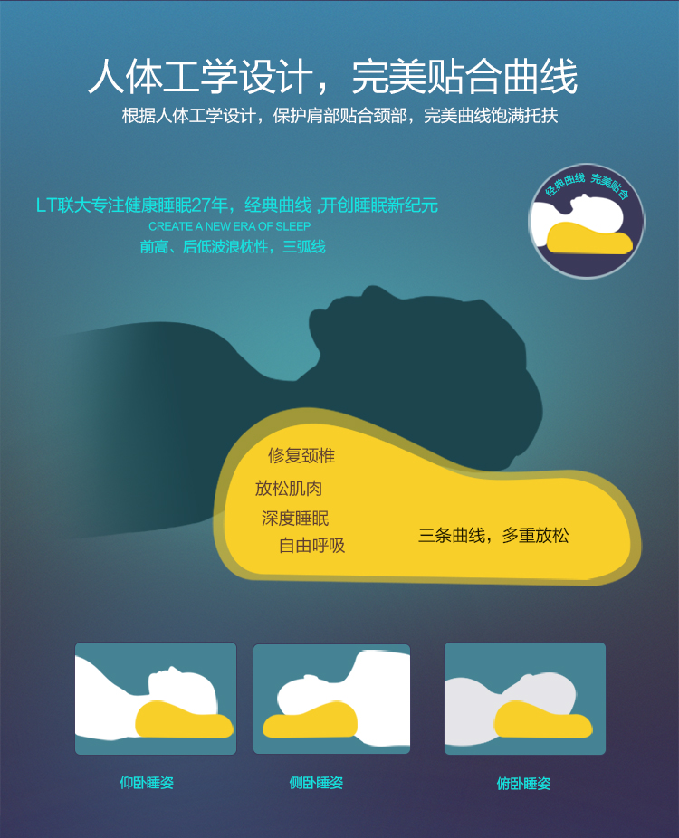 联大 保健枕头磁疗颈椎枕 零压力太空慢回弹记忆枕头 助眠颈椎磁石枕芯 健康枕护颈枕全国包邮