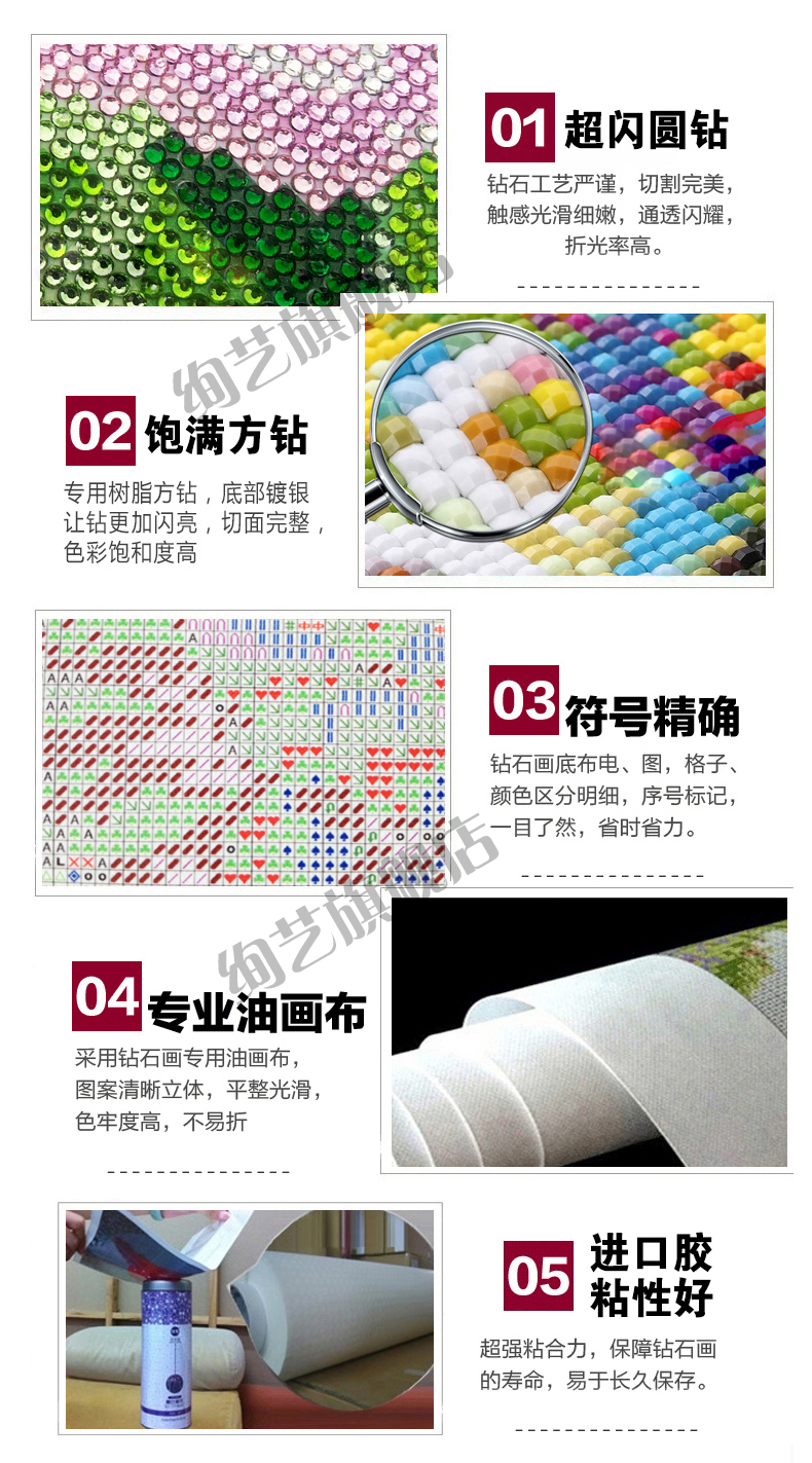 5DIY钻石画方钻花开富贵福十字绣客厅贴钻画牡丹富贵钻九鱼 105-200CM钻石画方钻满贴 钻超30%