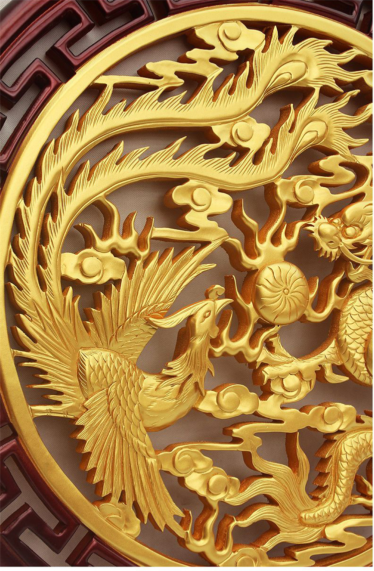 
                                                                                罗诗玛诺 东阳木雕挂屏麒麟挂件工艺品 乔迁搬家礼品壁挂中式玄关家居装饰品 客厅茶室圆形木雕挂屏 麒麟祥瑞                