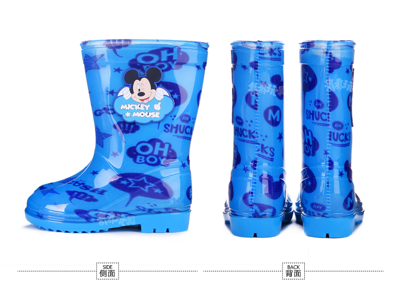 迪士尼（Disney）儿童雨鞋雨靴男女童宝宝水鞋中筒春夏款 米奇蓝色手枪款 31码