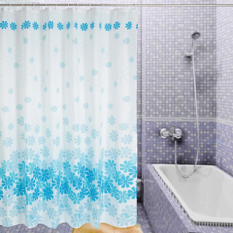 晟旎尚品 防水防霉加厚涤纶面料 浴帘 蓝色花朵 180...
