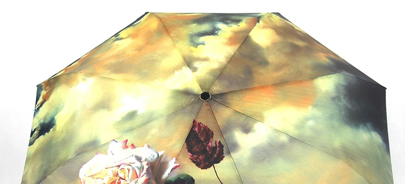 零时差创意全自动雨伞女士太阳伞防紫外线 精品油画伞 黑胶遮阳伞超强防晒自开自收折叠晴雨两用 外层铁塔图案_内层黑胶