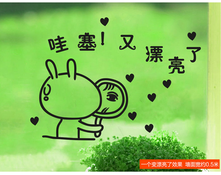 凡雅空间 可移除墙贴纸贴画卫生间装饰个性创意搞笑可爱照镜子又变漂亮了 变漂亮了 小号