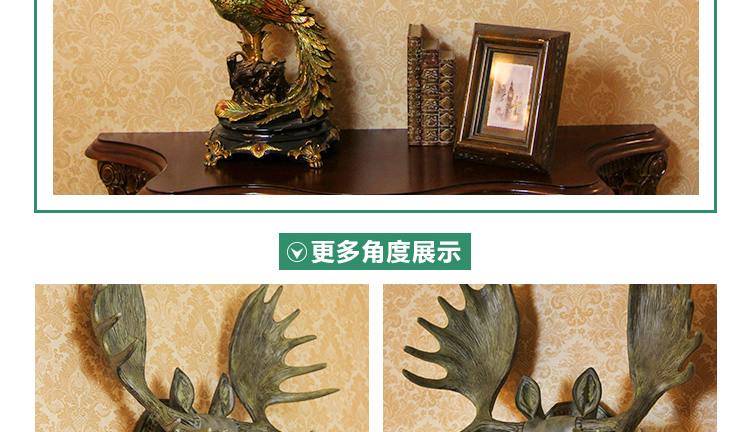 
                                        仿真动物头鹿头壁挂壁饰墙饰欧式家居立体创意挂饰酒吧墙面装饰品SLDS 仿古铜.                