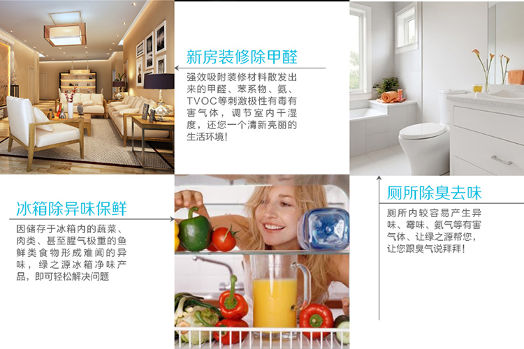 绿之源 冰箱专用净味剂保鲜盒 除甲醛活性炭碳包 去除冰箱异味杀菌环保 冰箱除味保鲜盒80g