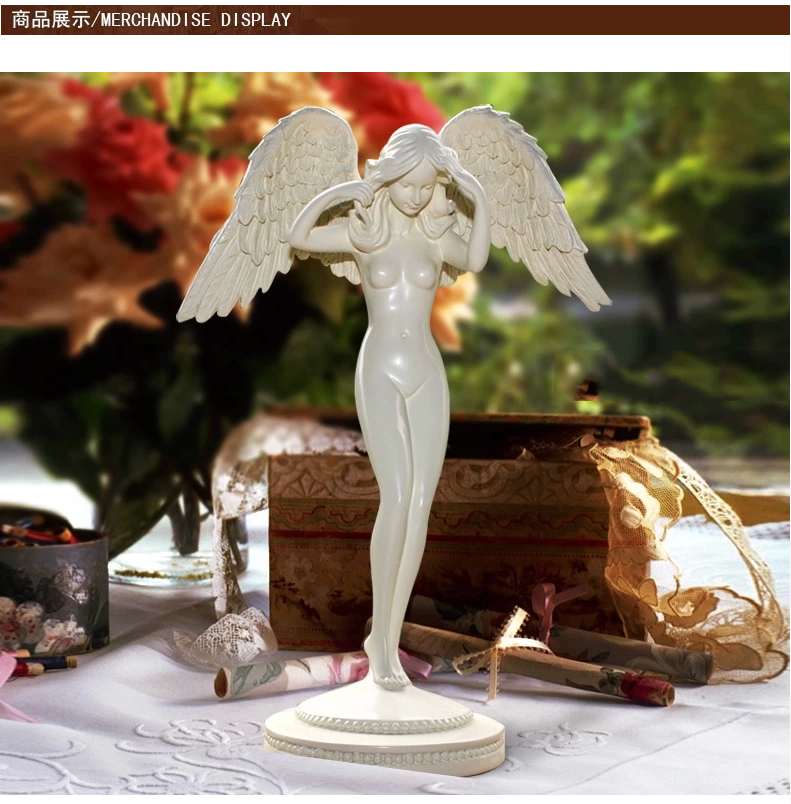 
                                        靓莎莎欧式复古美女天使装饰品人物雕塑艺术品摆件客厅电视柜书柜工艺品                