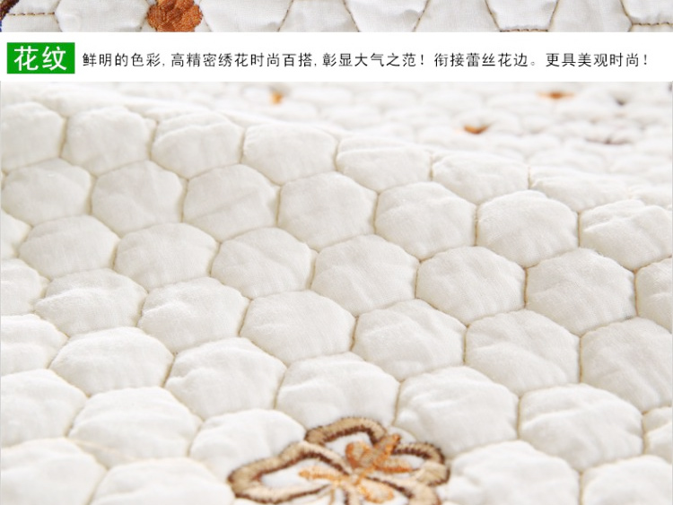 梦唯雅欧式素雅绣花四季全棉沙发垫坐垫布艺沙发巾抱枕套 蝴蝶飞飞-米黄 90*210cm