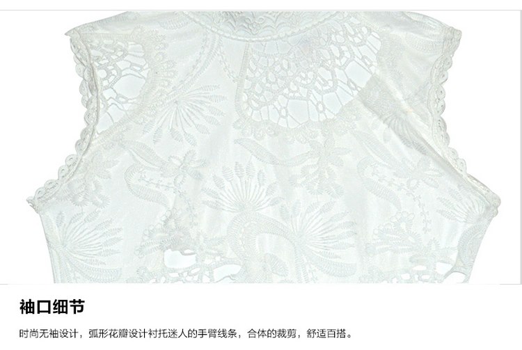 鎏瑾春装新款女装上衣韩版白衬衫打底衫时尚冬蕾丝衫无袖女雪纺衫到付满减 白色立领上衣  XL