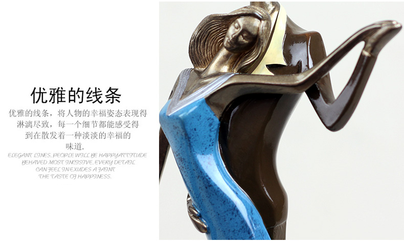 靓莎莎 欧式客厅电视柜酒柜装饰品摆件闺蜜创意实用结婚礼物卧室工艺礼品 蓝色A款 高 29CM
