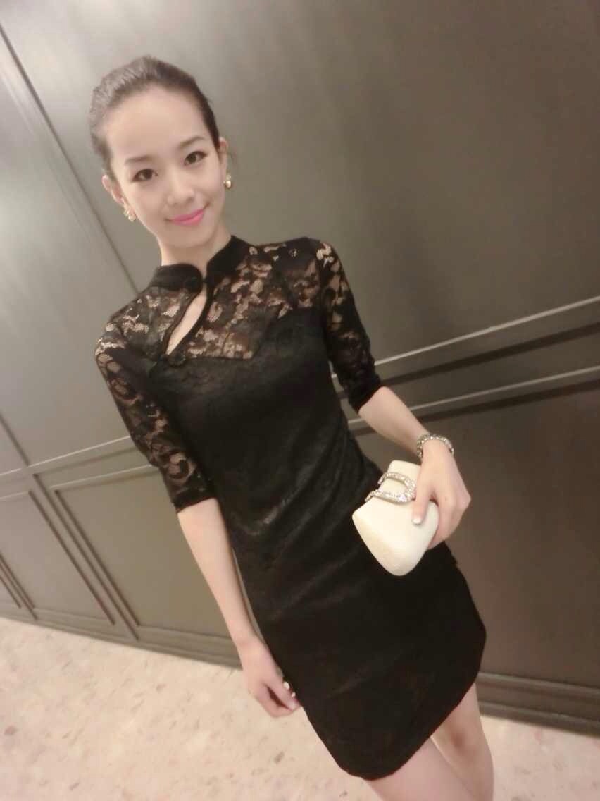 po lin Guo 2015 summer the European site fall with new lace beauty graphics thin cheongsam dress black pictures, price, brand platters! Elections are good character, the national distribution, so why buy now enjoy more preferential! Health