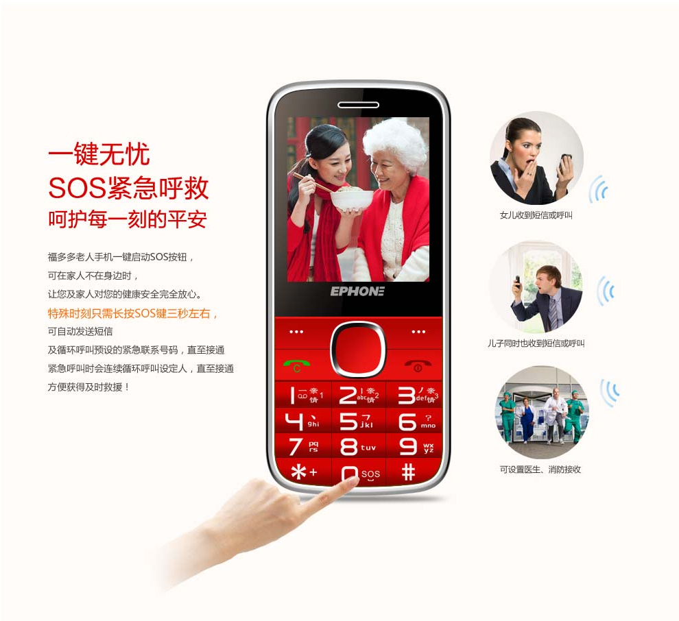 易丰（Ephone）E61VS 电信2G老人手机 黑色