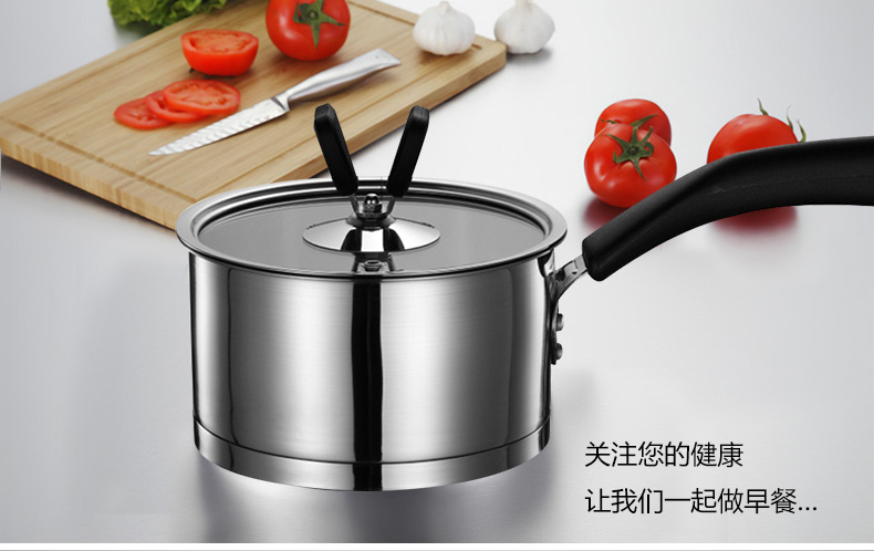 徳世朗不锈钢奶锅迷你小汤锅复底煮粥煮面锅具德国工艺DSL-M030