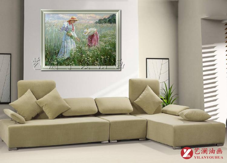
                                                            艺澜新品美式人物油画 美女采花成品有框手绘油画临摹定制 印象派客厅卧室壁挂画送闺蜜新婚礼物PL37 纯手绘油画 60*90cm                