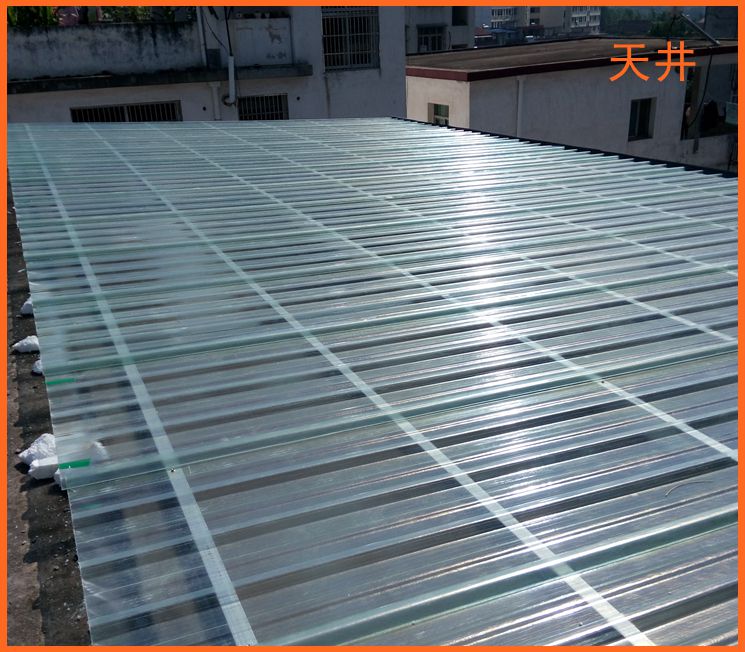 天井雨棚板波浪型彩钢瓦阳光房阳光板透明彩钢瓦亮瓦彩钢板瓦透明瓦