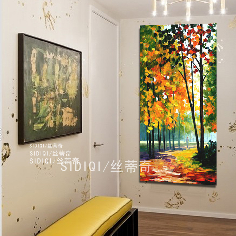 
                                        丝蒂奇SIDIQI欧式玄关抽象挂画现代时尚创意家居油画走廊装饰画有框画竖版风景壁画枫林 无框画 宽70*高130                