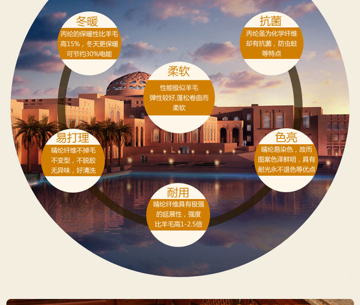 
                                        巴比伦（babylon）进口仿羊毛卧室茶几地毯厨房阳台床边毯 1358-80 800MMx1500MM                