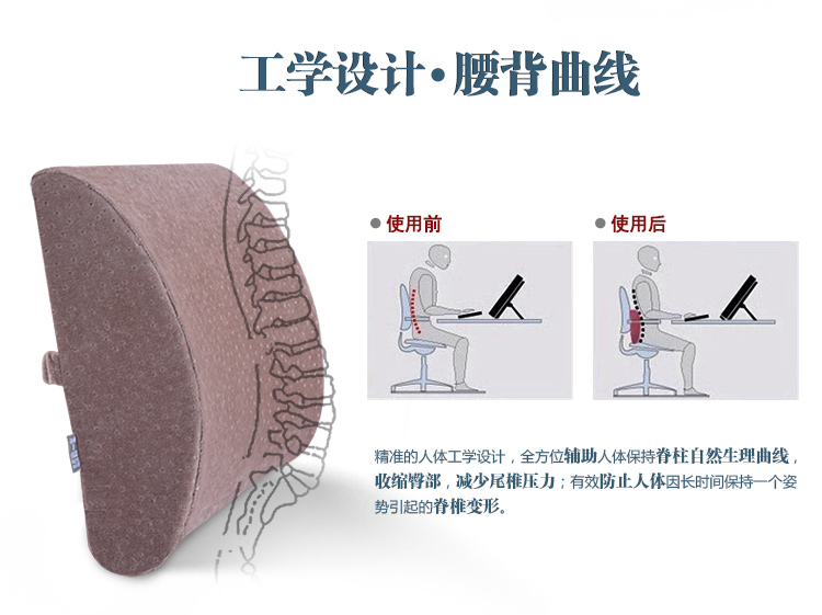 
                                        那一家 加大加厚护腰靠垫 办公室靠枕椅子腰垫 孕妇记忆棉腰枕腰椎靠背 慢回弹背垫汽车腰靠 雅灰                