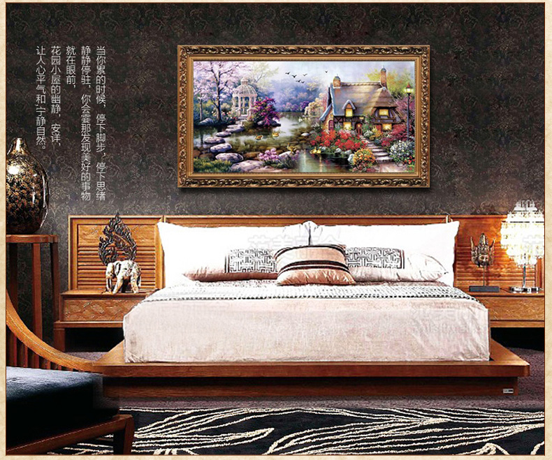 钻石画十字绣新款客厅5D圆钻钻石绣满钻 油画花园小屋 贴钻画水晶钻 满钻 150*74cmZ309
