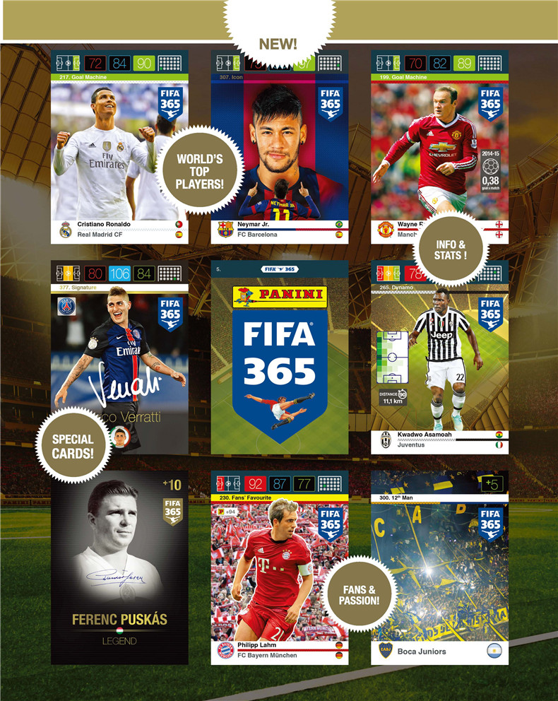 fifa365官方球星卡 2015-16 5包 panini帕尼尼(有机会